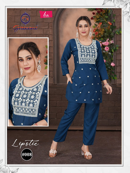 Liva Lipstic Girinemi Rayon 14Kg Co Ord Set Supplier Ahmedabad