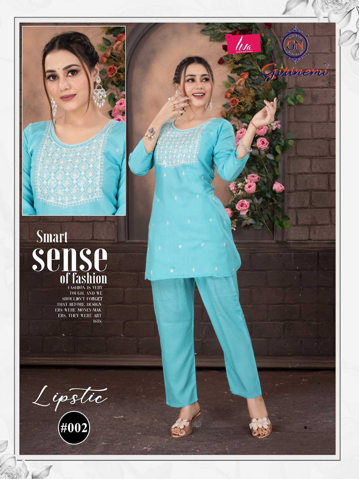 Liva Lipstic Girinemi Rayon 14Kg Co Ord Set Supplier Ahmedabad