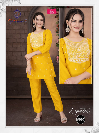 Liva Lipstic Girinemi Rayon 14Kg Co Ord Set Supplier Ahmedabad