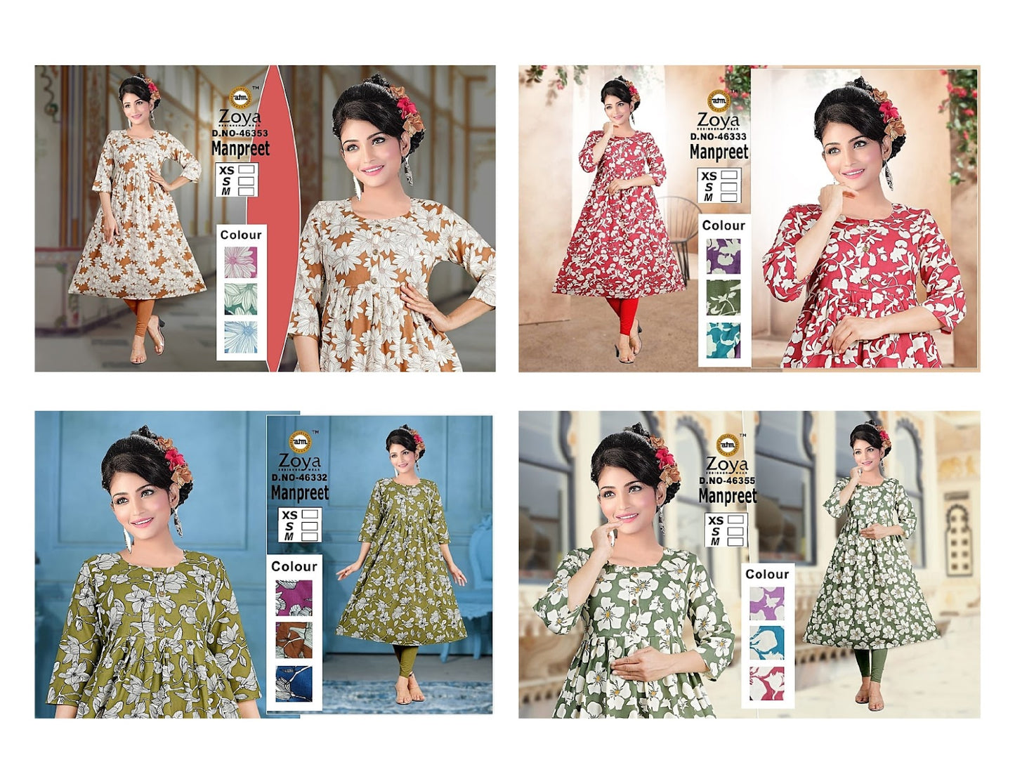 Liva Manpreet Zoya Rayon Anarkali Kurtis Exporter Ahmedabad