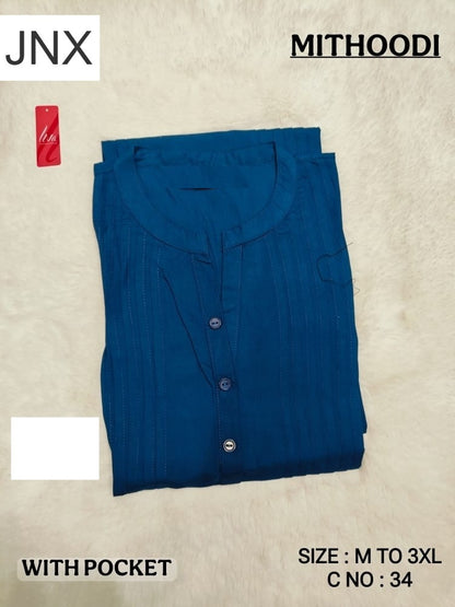 Liva Mithoodi Jnx Rayon Kurti With Pocket Exporter