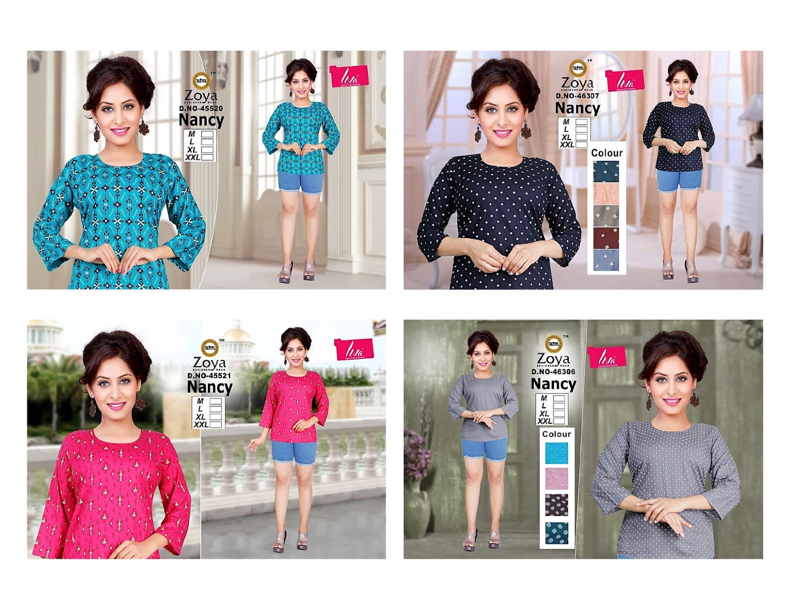 Liva Nancy Zoya Reyon Fancy Tops Wholesaler India