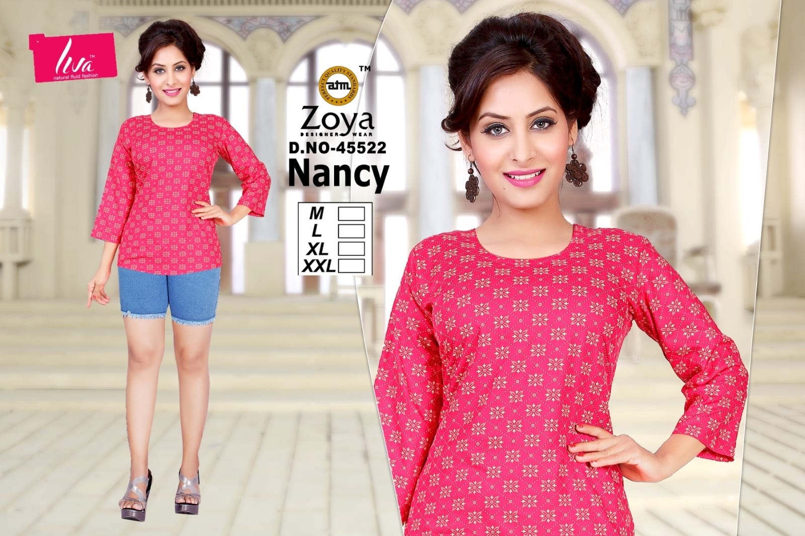 Liva Nancy Zoya Reyon Fancy Tops Wholesaler India