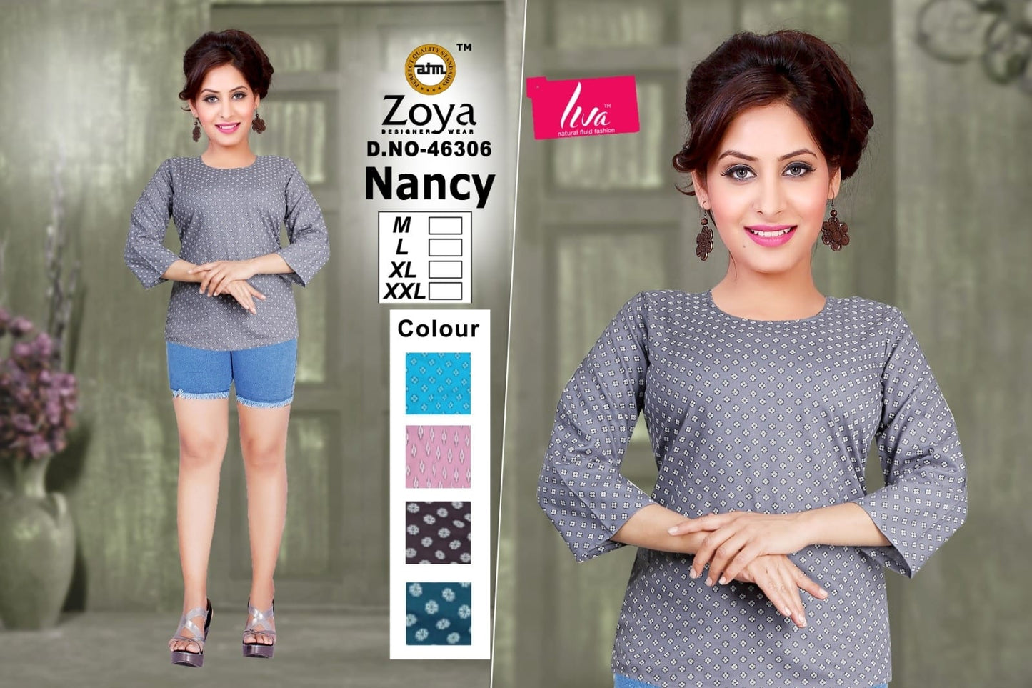 Liva Nancy Zoya Reyon Fancy Tops Wholesaler India