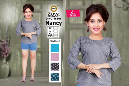 Liva Nancy Zoya Reyon Fancy Tops Wholesaler India