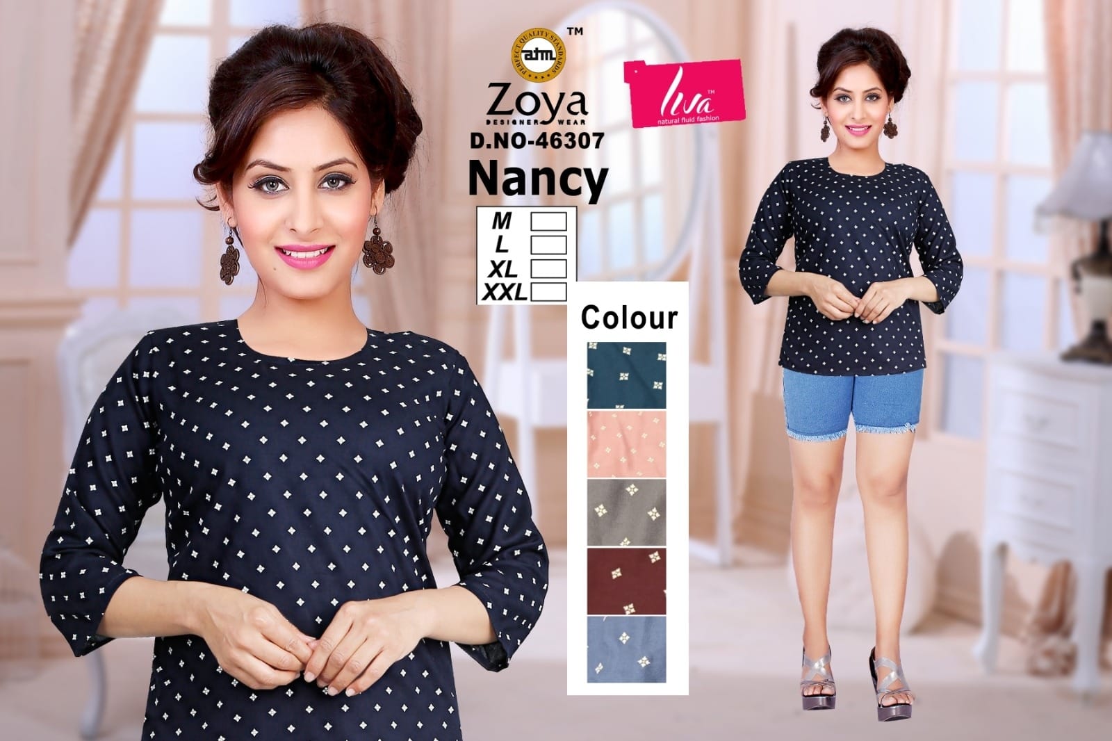Liva Nancy Zoya Reyon Fancy Tops Wholesaler India