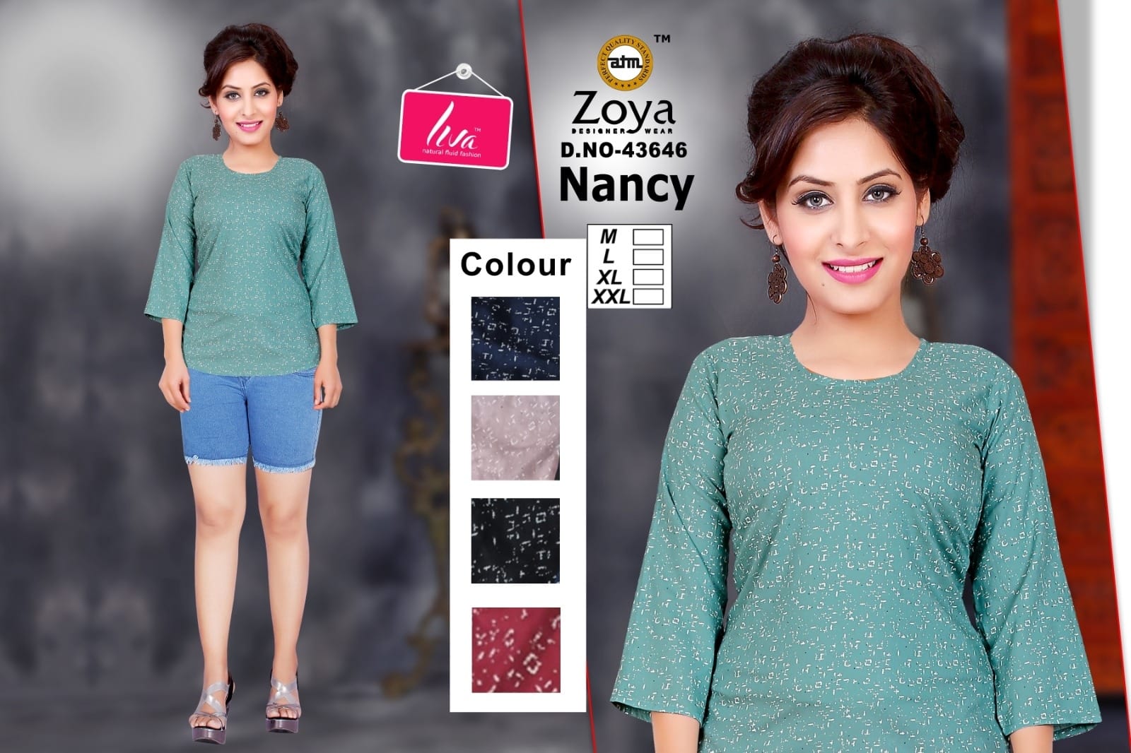 Liva Nancy Zoya Reyon Fancy Tops Wholesaler India