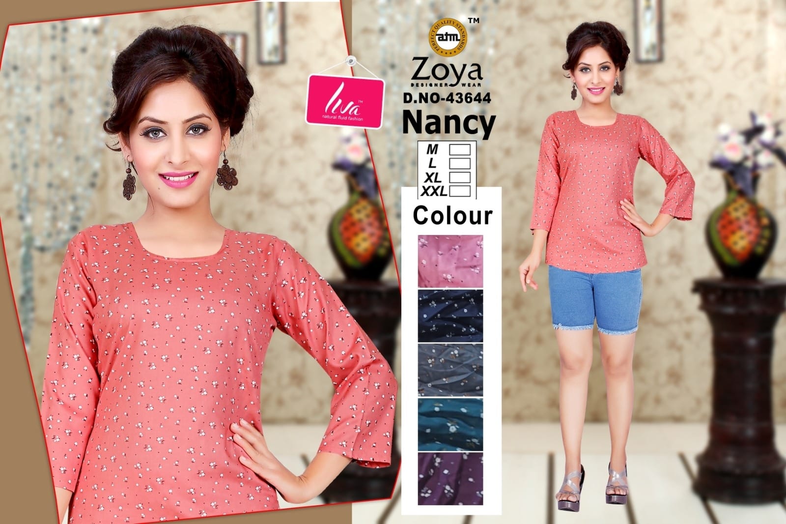Liva Nancy Zoya Reyon Fancy Tops Wholesaler India
