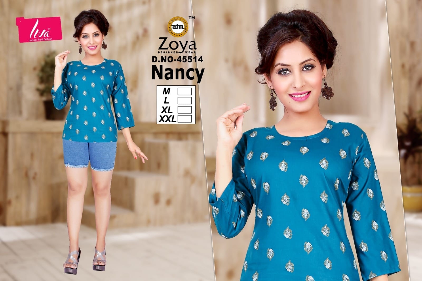 Liva Nancy Zoya Reyon Fancy Tops Wholesaler India