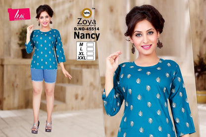 Liva Nancy Zoya Reyon Fancy Tops Wholesaler India