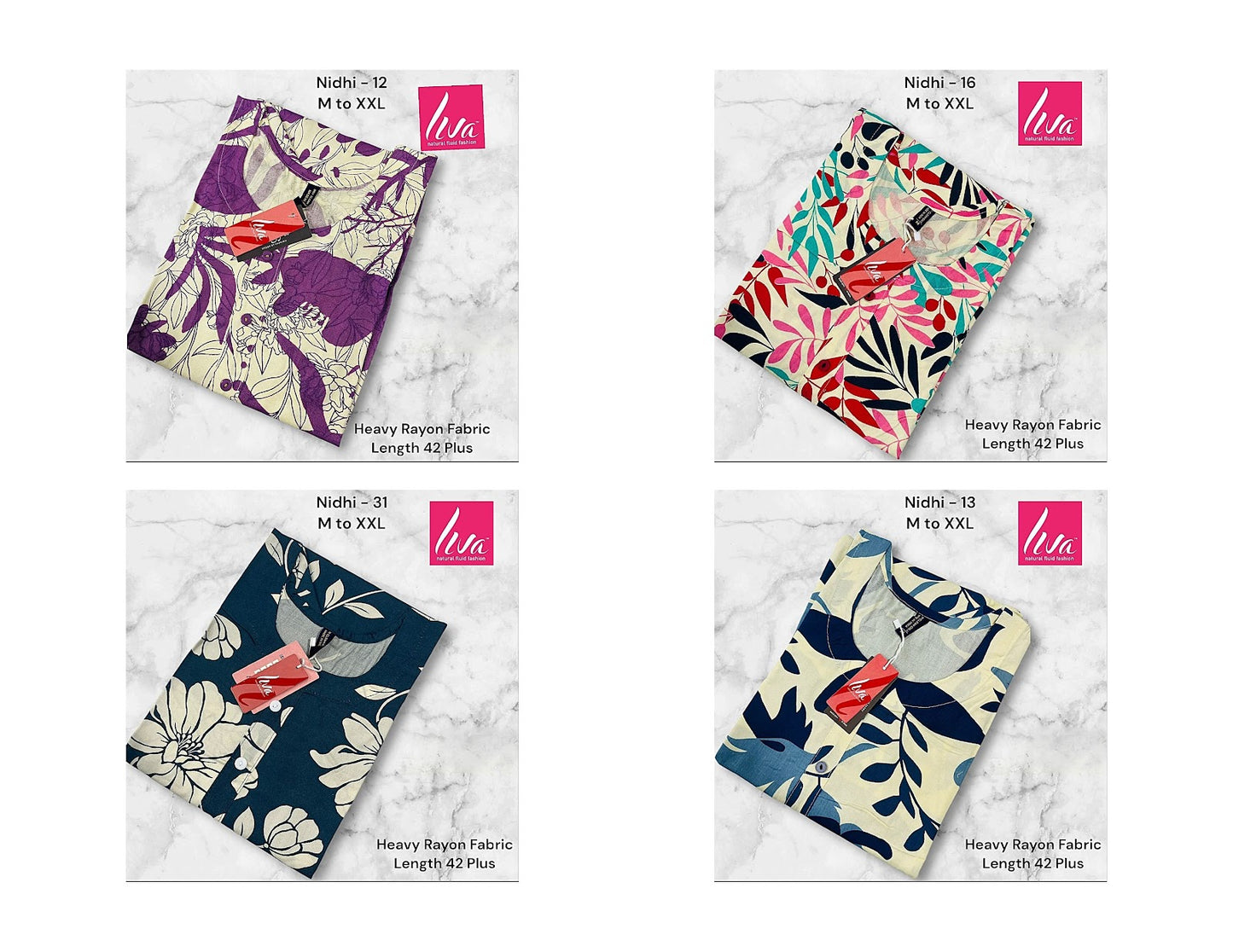 Liva Nidhi Ayg Rayon Straight Cut Kurtis Manufacturer India