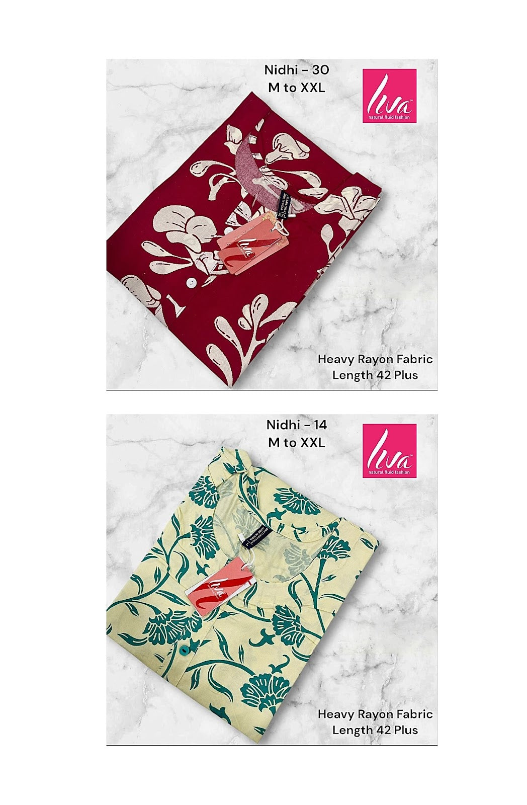 Liva Nidhi Ayg Rayon Straight Cut Kurtis Manufacturer India