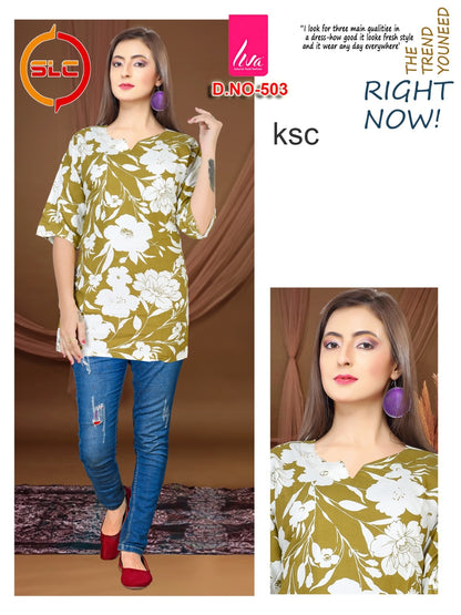 Liva Print Ksc Reyon Short Kurtis Wholesaler India