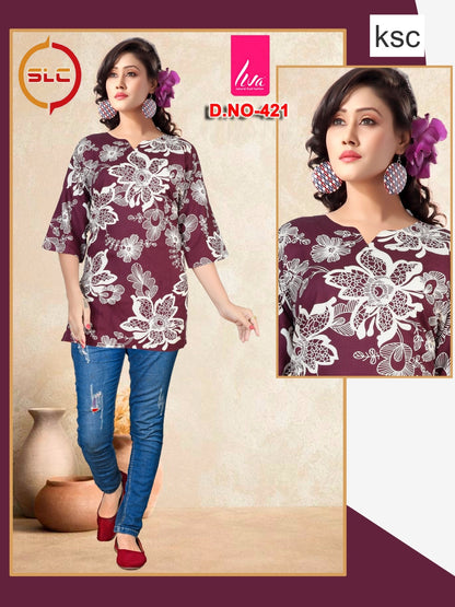 Liva Print Ksc Reyon Short Kurtis Wholesaler India