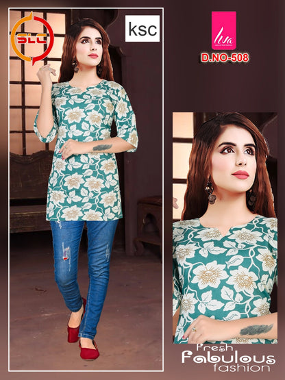 Liva Print Ksc Reyon Short Kurtis Wholesaler India