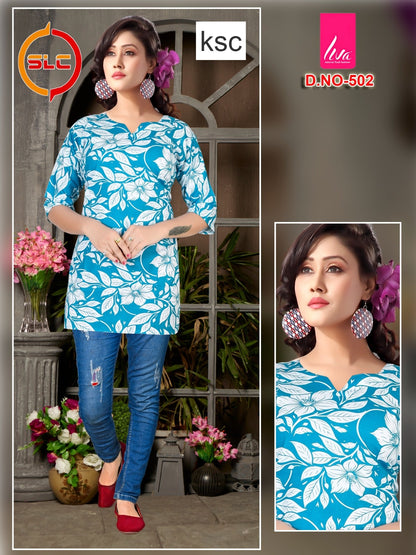 Liva Print Ksc Reyon Short Kurtis Wholesaler India