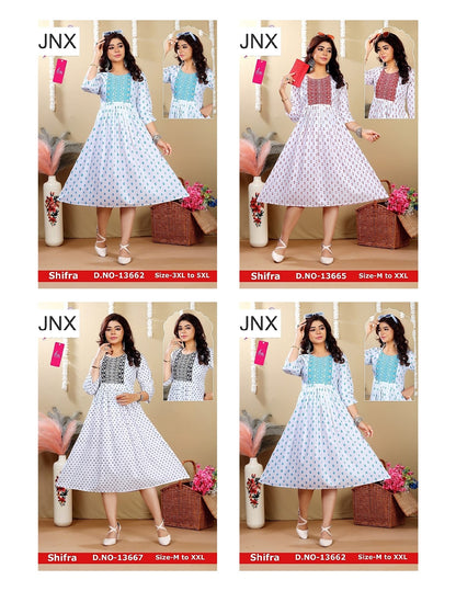 Liva Shifra Jnx Rayon Anarkali Kurtis Manufacturer Gujarat