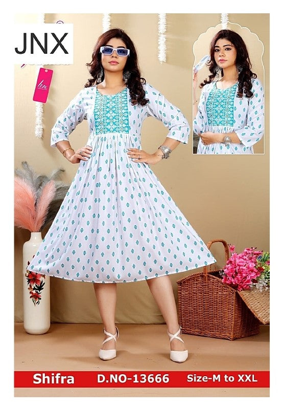 Liva Shifra Jnx Rayon Anarkali Kurtis Manufacturer Gujarat