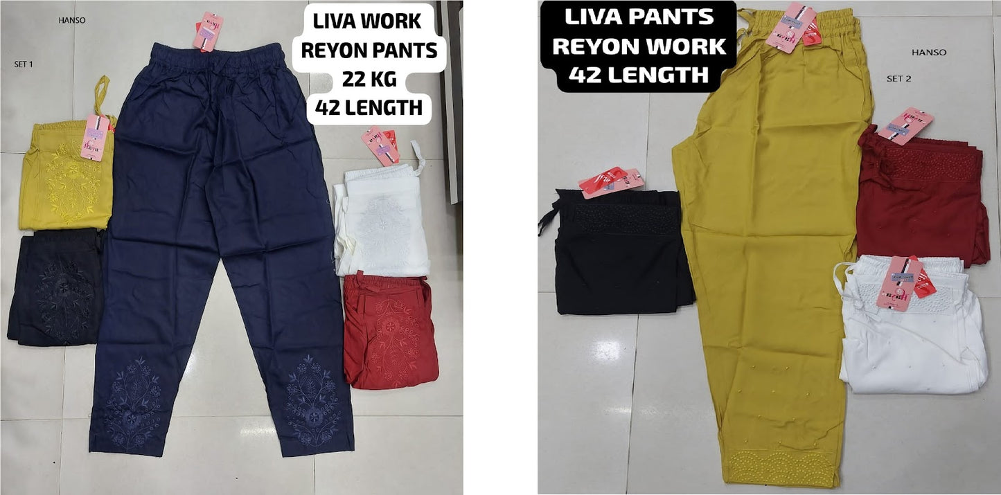 Liva Work 240325 Hanso Rayon 22Kg Women Pants Wholesaler Ahmedabad