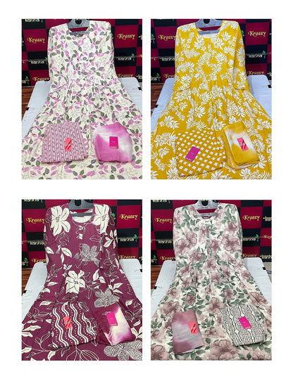 Liva Youtube 2808 Kanha Reyon Readymade Anarkali Suits Wholesaler Gujarat