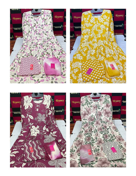 Liva Youtube 2808 Kanha Reyon Readymade Anarkali Suits Wholesaler Gujarat