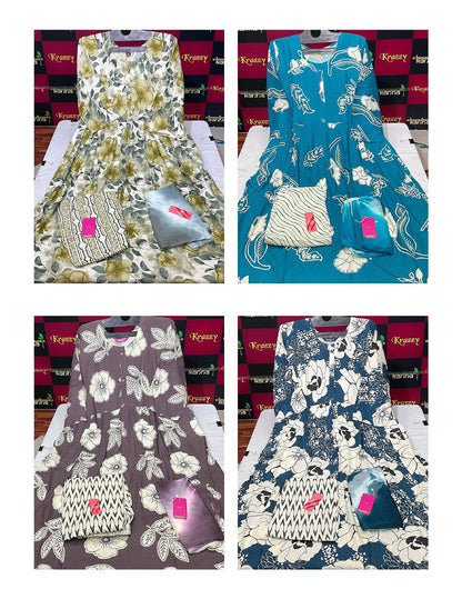 Liva Youtube 2808 Kanha Reyon Readymade Anarkali Suits Wholesaler Gujarat