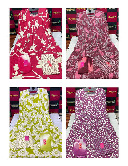 Liva Youtube 2808 Kanha Reyon Readymade Anarkali Suits Wholesaler Gujarat