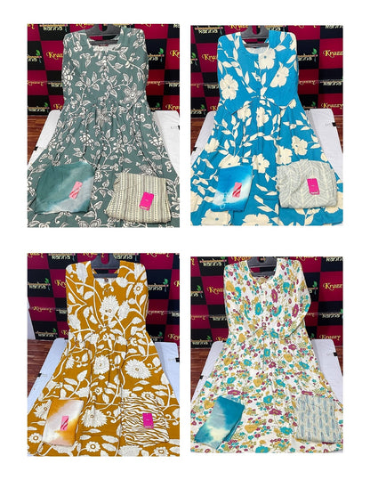 Liva Youtube With Pokcet Kanha Reyon Readymade Anarkali Suits Wholesaler