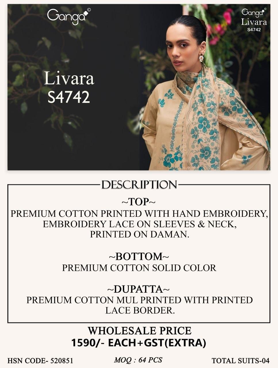 Livara S4742 Ganga Cotton Plazzo Style Suits Wholesaler India