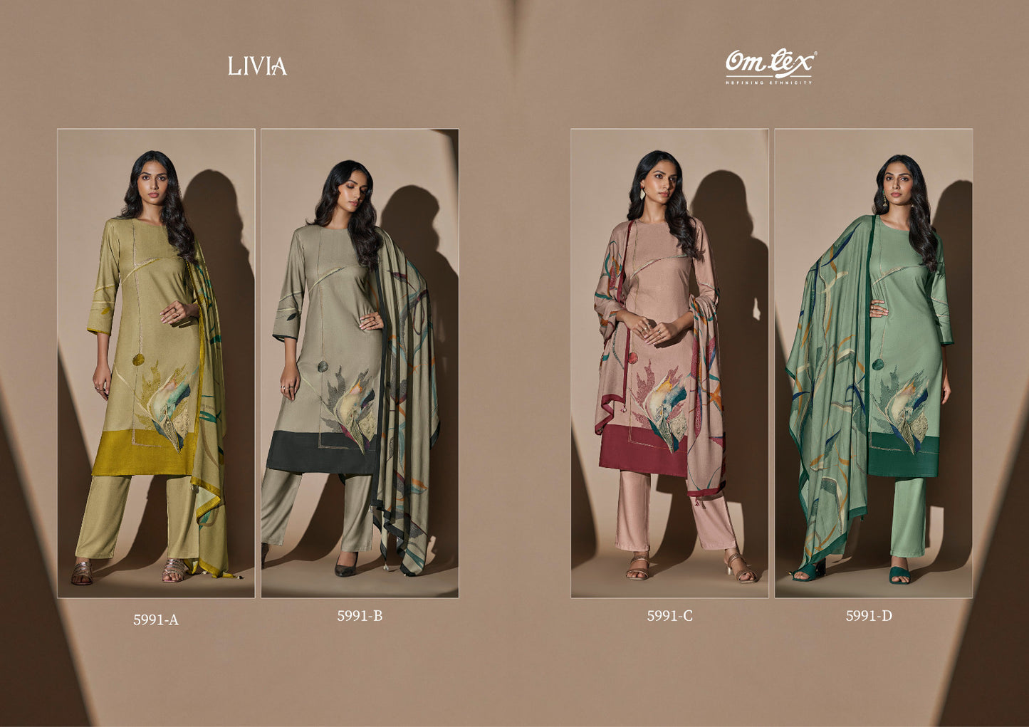 Livia-5991 Omtex Pure Pashmina Suits Wholesaler Gujarat