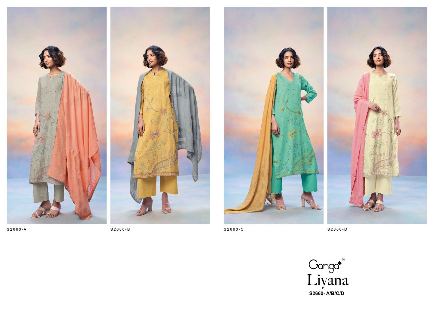 Liyana 2660 Ganga Cotton Linen Plazzo Style Suits Wholesaler