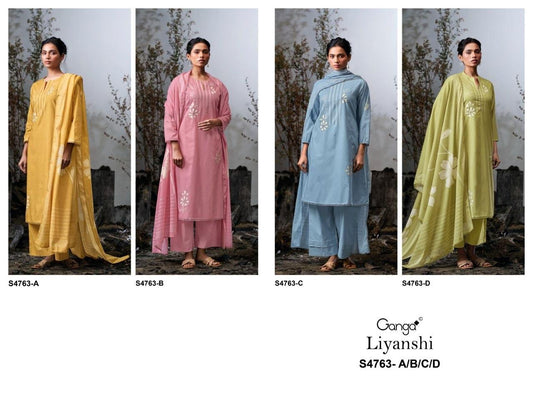 Liyanshi 4763 Ganga Cotton Plazzo Style Suits Wholesaler Gujarat