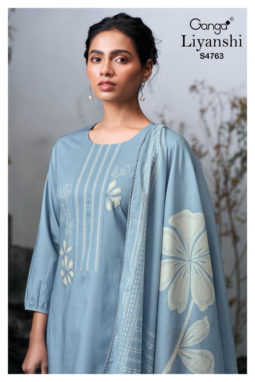 Liyanshi 4763 Ganga Cotton Plazzo Style Suits Wholesaler Gujarat