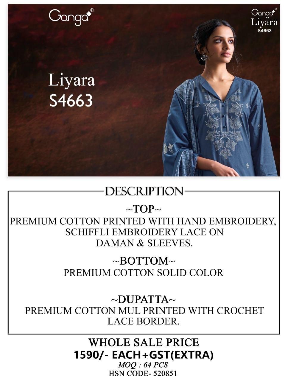 Liyara 4663 Ganga Cotton Plazzo Style Suits Wholesaler Gujarat