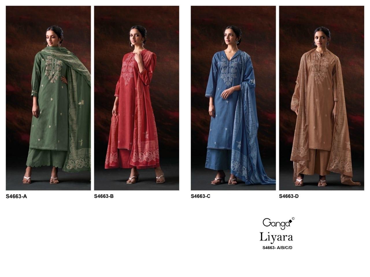 Liyara 4663 Ganga Cotton Plazzo Style Suits Wholesaler Gujarat