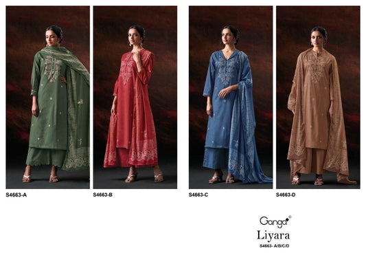 Liyara 4663 Ganga Cotton Plazzo Style Suits Wholesaler Gujarat