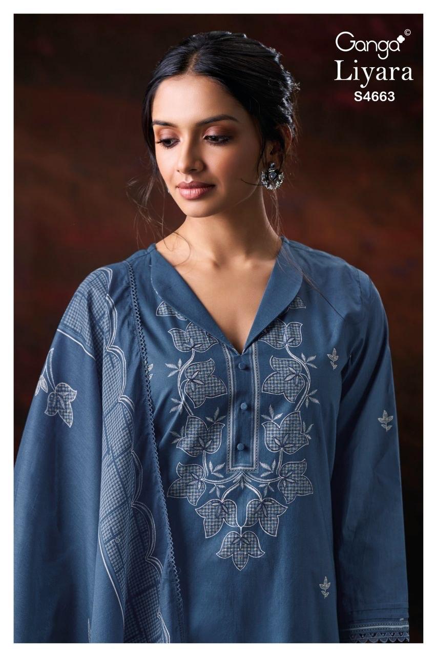 Liyara 4663 Ganga Cotton Plazzo Style Suits Wholesaler Gujarat