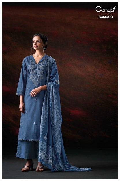 Liyara 4663 Ganga Cotton Plazzo Style Suits Wholesaler Gujarat