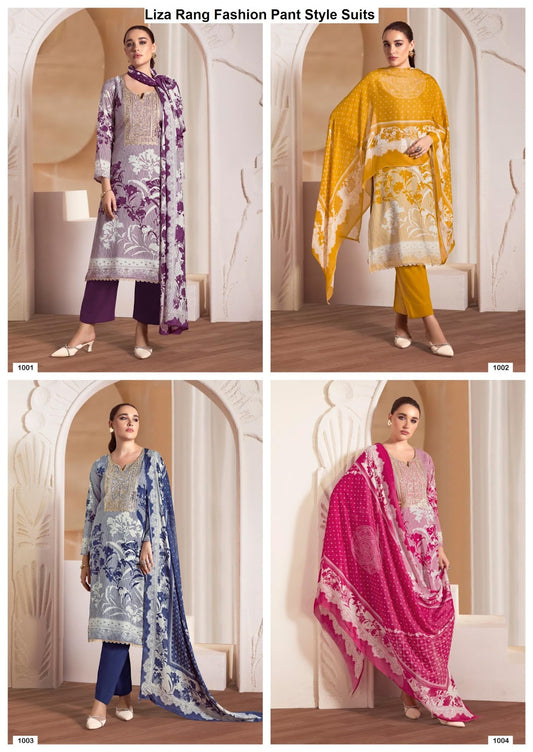 Liza Rang Fashion Viscose Muslin Pant Style Suits Supplier Ahmedabad