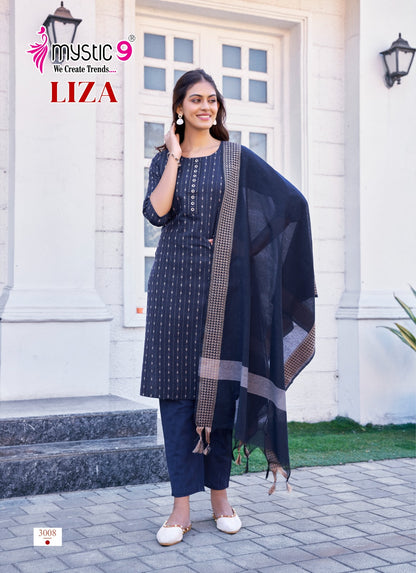 Liza Vol 3 Mystic 9 Cotton Readymade Pant Style Suits Wholesaler