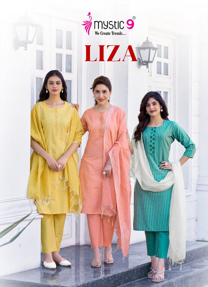 Liza Vol 3 Mystic 9 Cotton Readymade Pant Style Suits Wholesaler