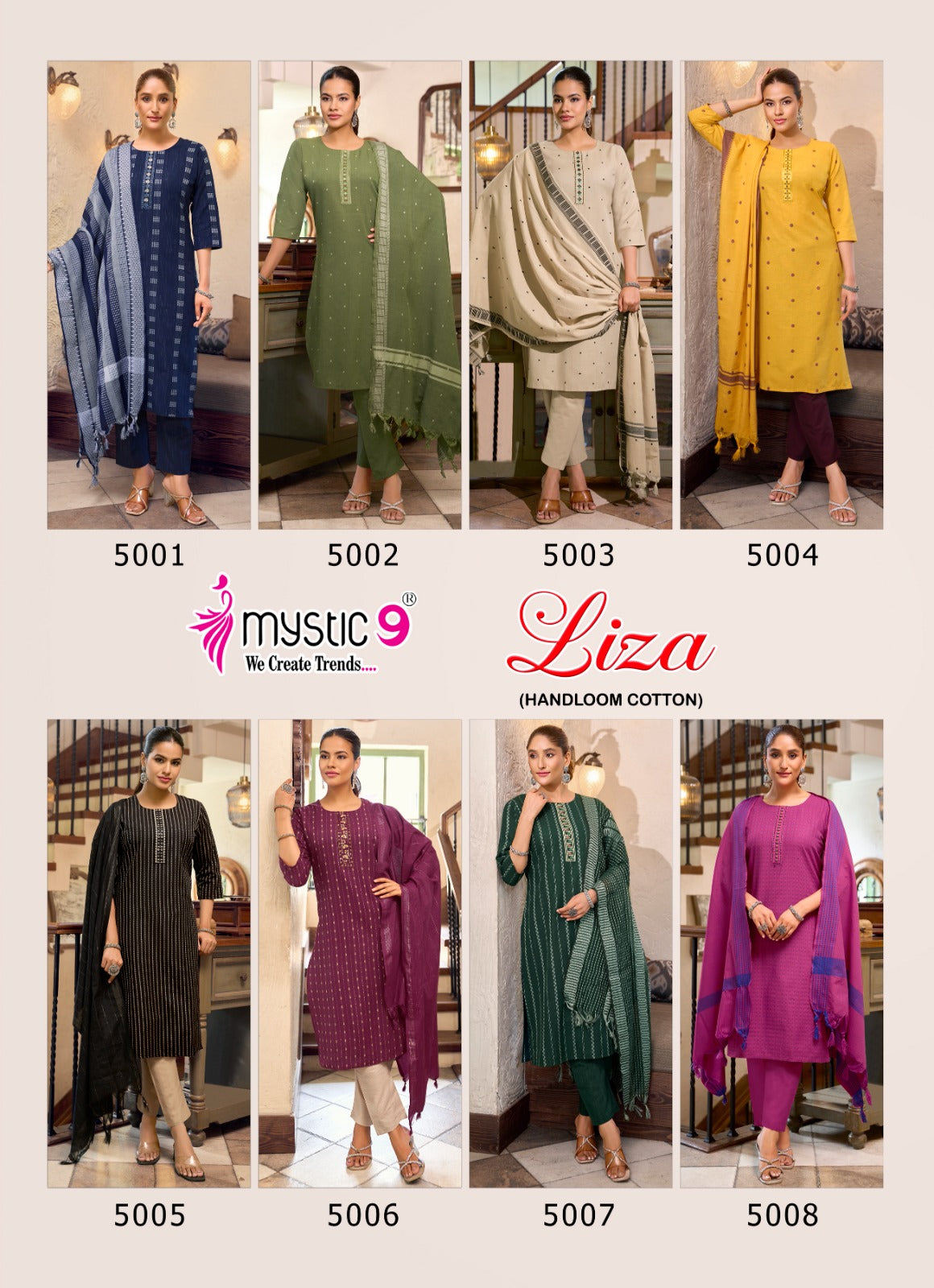 Liza Vol 5 Mystic 9 Handloom Readymade Pant Style Suits Exporter Gujarat