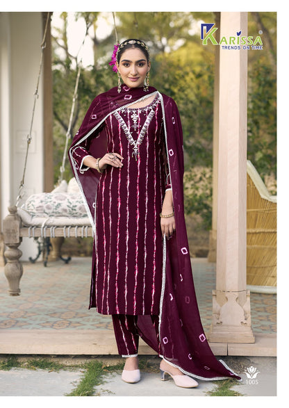 Lizaa Karissa Liva Rayon Readymade Suits Supplier India