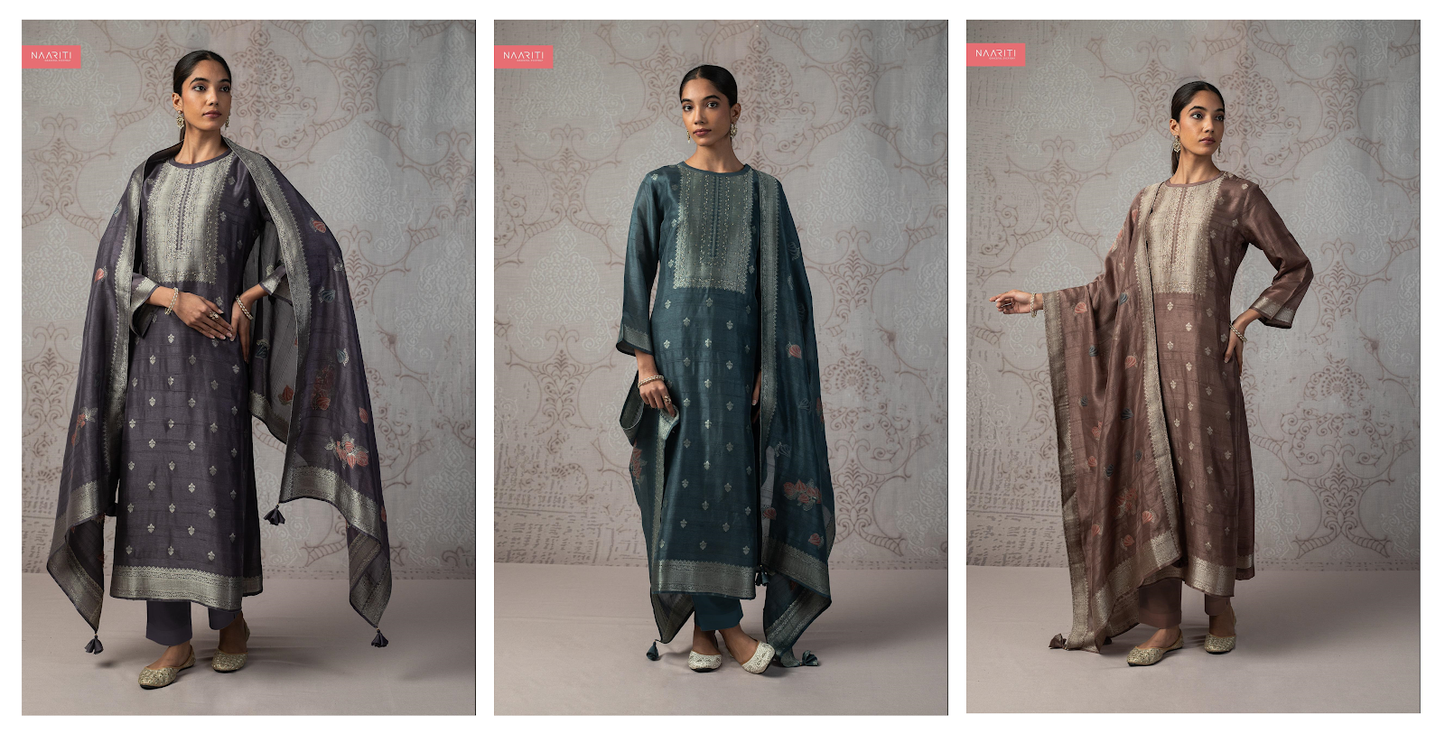Lizaaf Naariti Silk Jacquard Pant Style Suits Manufacturer