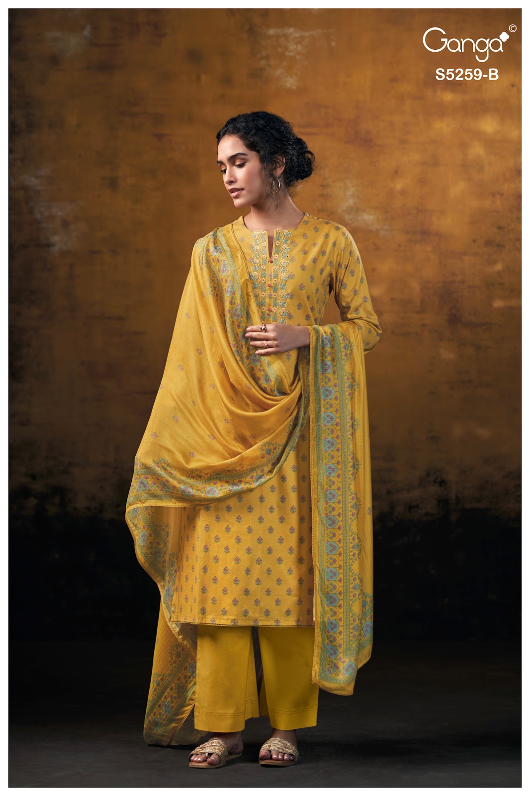 Lizzie S5259 Ganga Cotton Satin Plazzo Style Suits Wholesale Price