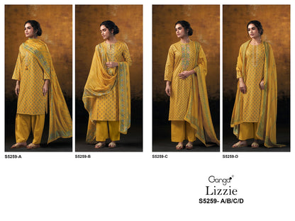 Lizzie S5259 Ganga Cotton Satin Plazzo Style Suits Wholesale Price