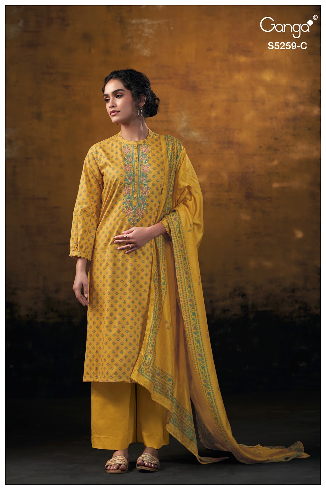Lizzie S5259 Ganga Cotton Satin Plazzo Style Suits Wholesale Price
