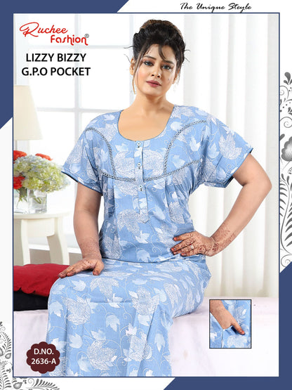 Lizzy Bizzy 0125 Ruchee Fashion Night Gowns Manufacturer Gujarat
