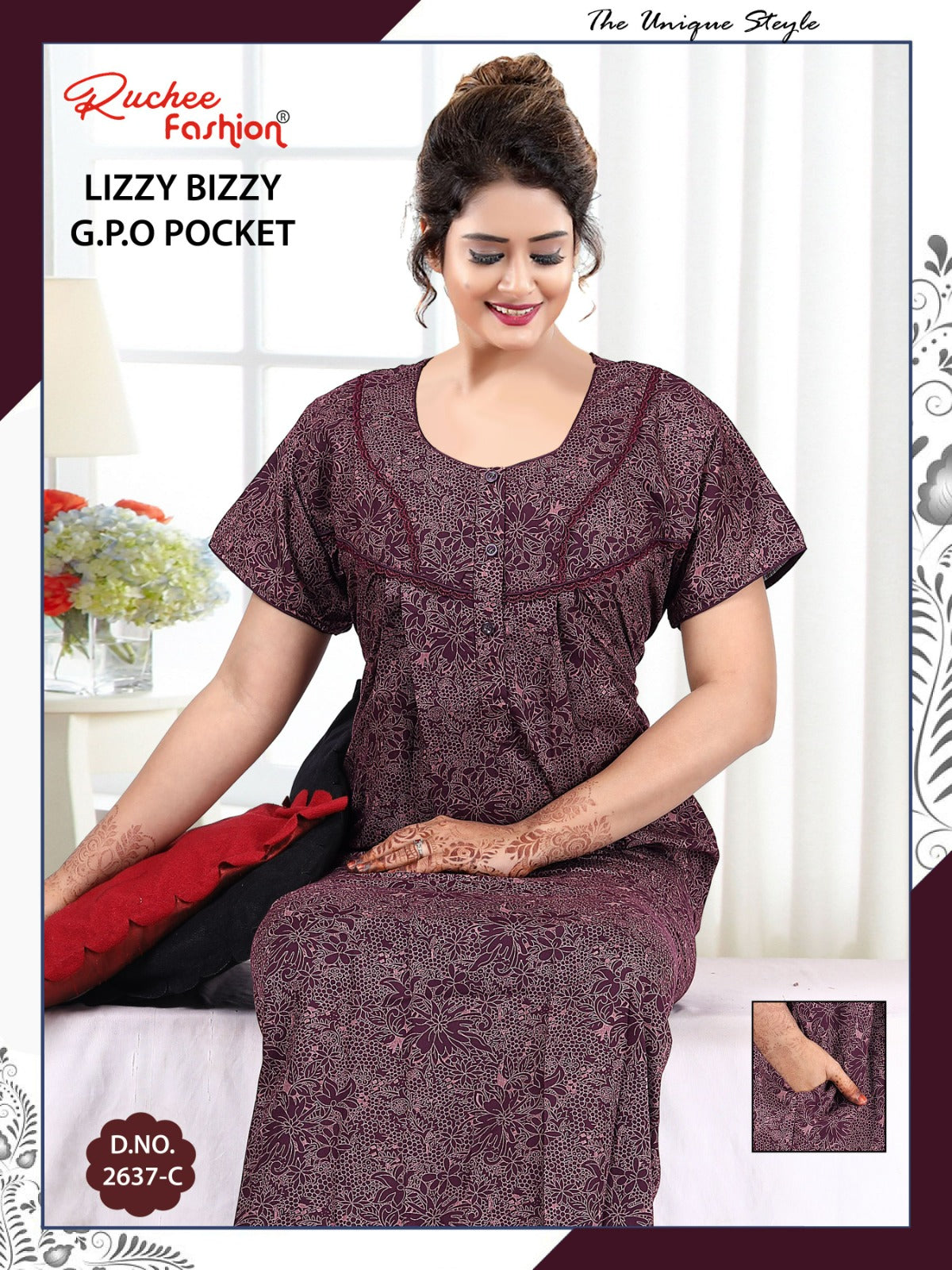 Lizzy Bizzy 0125 Ruchee Fashion Night Gowns Manufacturer Gujarat