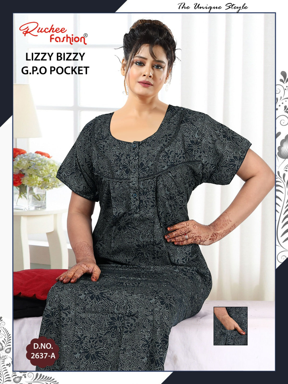 Lizzy Bizzy 0125 Ruchee Fashion Night Gowns Manufacturer Gujarat
